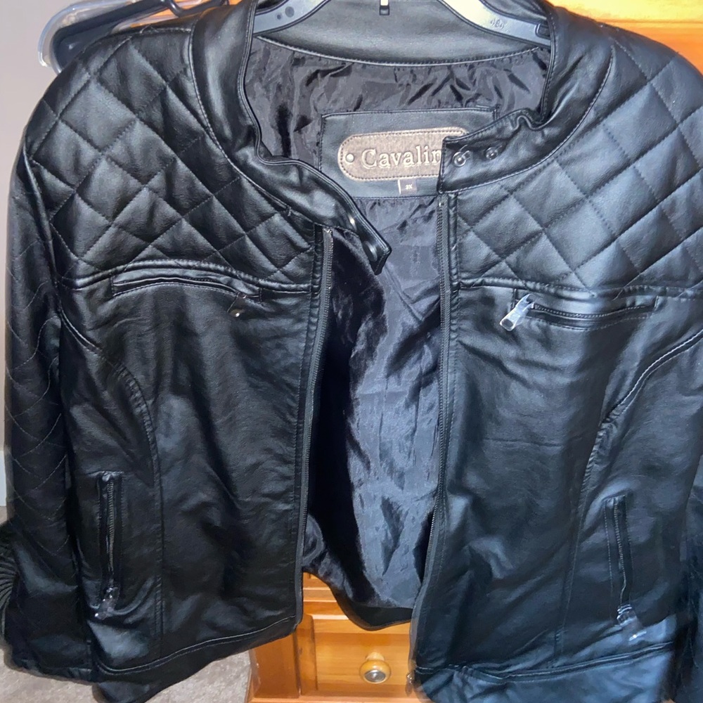 Cavalini Faux leather jacket with quilted accents